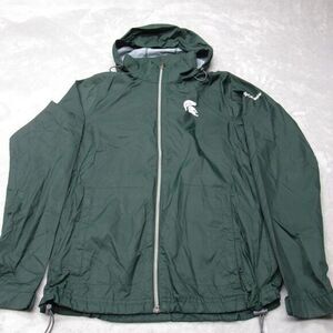 Michigan State Spartans Jacket Womens Small Columbia Green Hooded Full Zip Rain‎